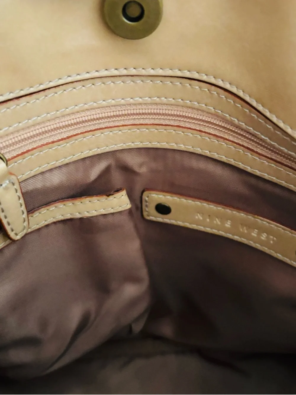 Nine West Cream Tote with Front Zip Pocket